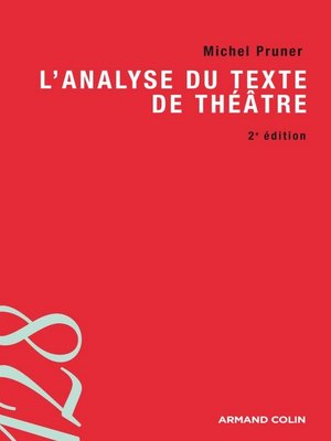 cover image of L'analyse du texte de théâtre